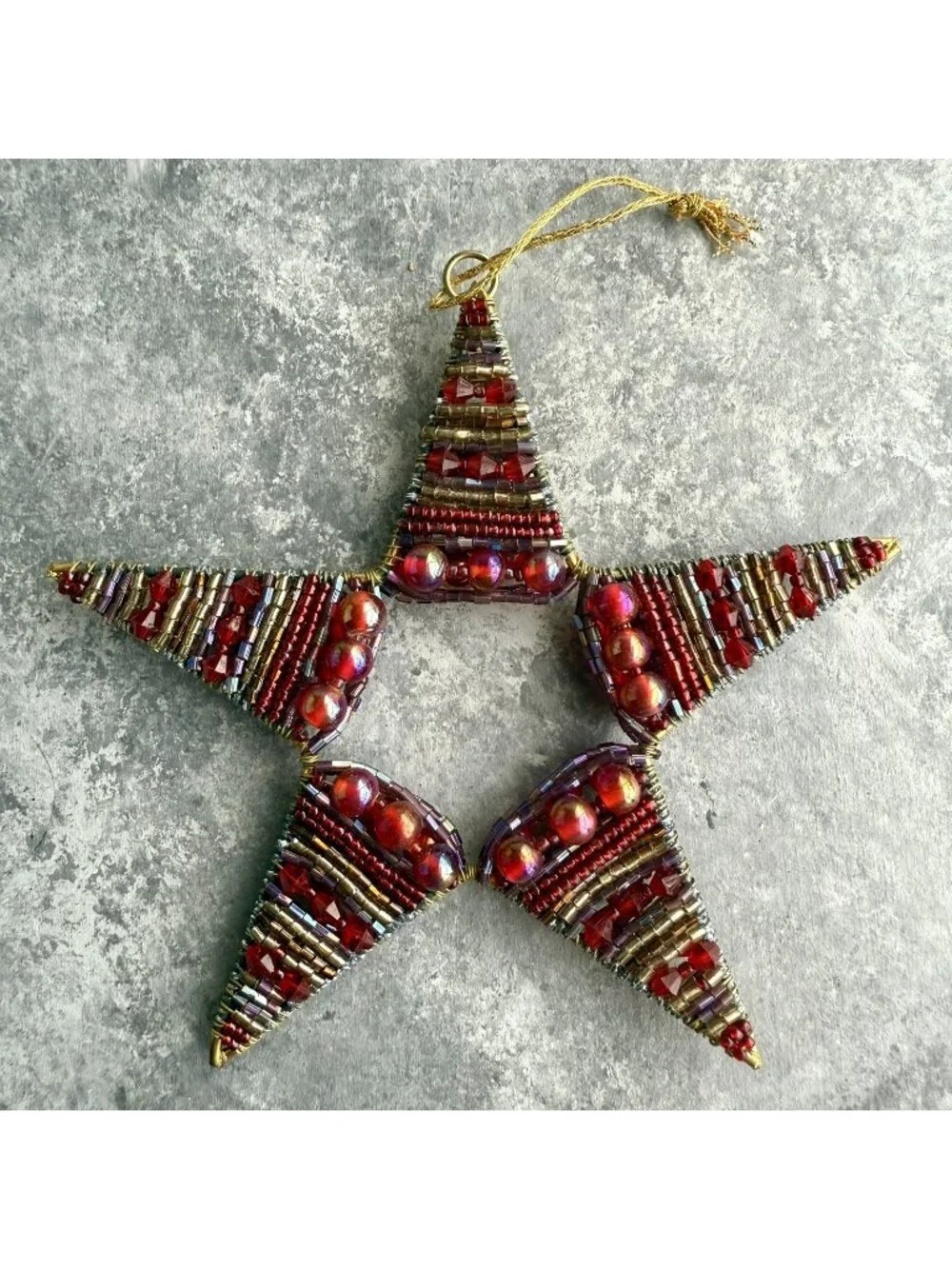 Pier 1 Red Beaded Star Christmas Ornament Celestial Whimsigoth